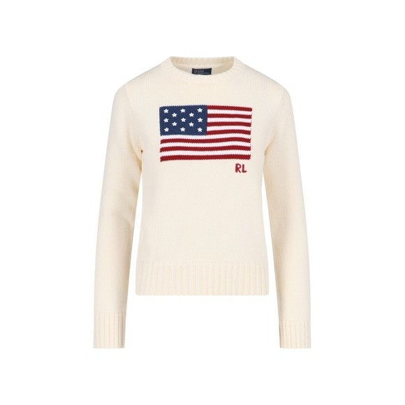 Polo Ralph Lauren Sweaters - Polo Ralph Lauren Cream Cotton American Flag Sweater - NWT